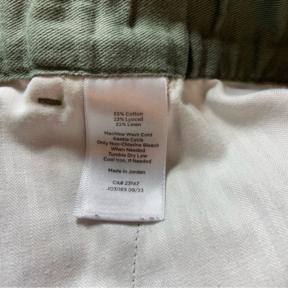 Talbots Pull On Wide Leg Crop Cotton Linen Sage Green Cropped Pants M Petite - Picture 14 of 14
